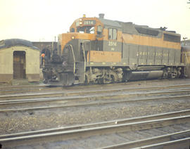 Burlington Northern diesel locomotive 2514 at Tacoma, Washington, circa 1973.