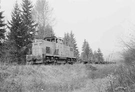 Chehalis Western Diesel Locomotive Number 684 at Pe Ell, Washington in October 1974.