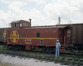 Atchison, Topeka & Santa Fe Railway caboose 999263, circa 1995.