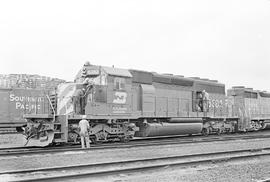 Burlington Northern diesel locomotive 6382 at Seattle, Washington in 1976.