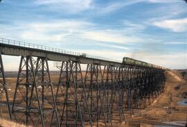 Burlington Northern Westbound Grain Train in Minot, North Dakota in 1981