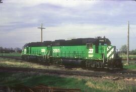 Burlington Northern 2093, Burlington Northern 2091 at Noyes, Minnesota in 1984.