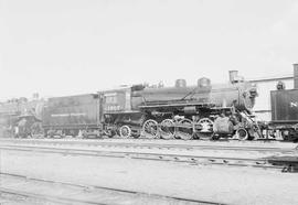 Northern Pacific steam locomotive 1507 at Livingston, Montana, in 1954.