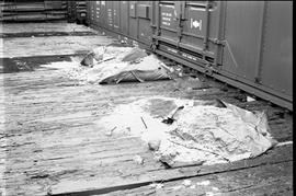 Burlington Northern flat car at Olympia, Washington, circa 1975.