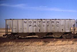 Northern Pacific hopper car number 76717 at Amarillo, Texas, in 1979.