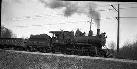 Pacific Coast Railroad steam locomotive number 15 at Maple Valley, Washington in 1942.