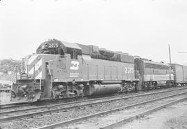 Burlington Northern diesel locomotive 2075 at Tacoma, Washington, circa 1972.