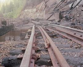 Burlington Northern track at Martin, Washington, in 1988.