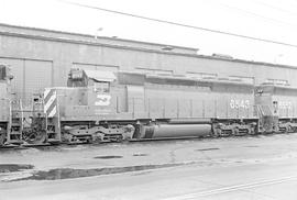 Burlington Northern diesel locomotive 6543 at Auburn, Washington in 1971.