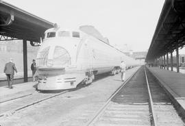 Union Pacific Railroad diesel locomotive number M10002 at Tacoma, Washington in 1942.