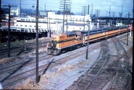 Pacific Coast Railroad passenger train at Seattle, Washington in 1958.