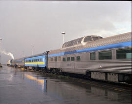 VIA Rail Canada passenger train at Jasper, Alberta in August 1990.