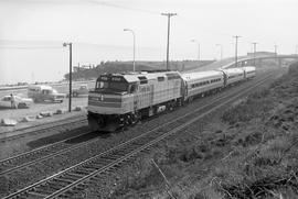 Amtrak diesel locomotive 217 at Tacoma, Washington in 1977.