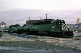 Burlington Northern Railroad Company diesel locomotive 6781 at Portland, Oregon in 1985.