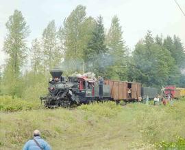 Mount Rainier Scenic Railroad Steam Locomotive Number 10 at Mineral, Washington in May, 1981.