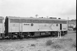 Amtrak diesel locomotive 152 at Seattle, Washington, circa 1978.