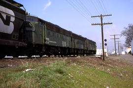 Burlington Northern Railroad Company diesel locomotive 806 at Vancouver, Washington in 1980.