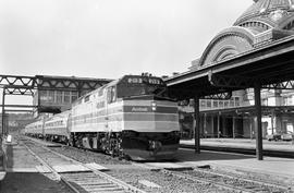 Amtrak diesel locomotive 219 at Tacoma, Washington, circa 1978.