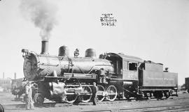 Northern Pacific steam locomotive 27 at Billings, Montana, in 1938.