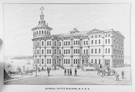 Northern Pacific General Office Building drawing, at Tacoma, Washington, 1887.