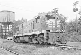 Burlington Northern diesel locomotive 5633 at Mississippi Street, Minnesota in 1972.