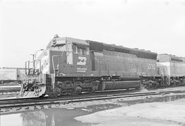 Burlington Northern diesel locomotive 6530 at Clyde, Illinois in 1972.