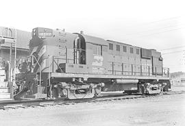 Burlington Northern diesel locomotive 4187 at Vancouver, Washington in 1976.