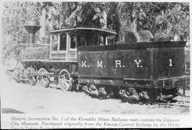 Klondike Mines Railway Steam Locomotive Number 1 at Dawson City, Yukon Territory, circa 1950.