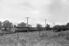 Burlington Northern diesel locomotive 5754 at Modoc Point, Oregon in 1976.