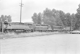 Burlington Northern diesel locomotive 4250 at Reservation, Washington in 1971.