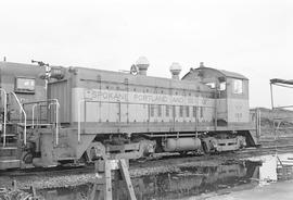 Burlington Northern diesel locomotive 168 at Vancouver, Washington in 1971.