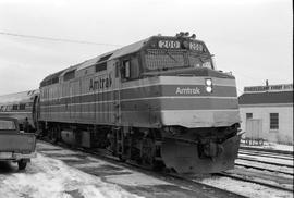 Amtrak diesel locomotive 200 at New London, Connecticut in March 1976.