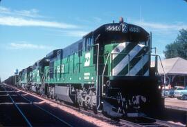 Burlington Northern Diesel Locomotive Number 5550, and three other Burlington Northern Diesel Loc...