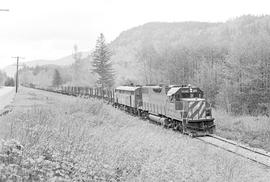 Burlington Northern diesel locomotive 2099 at Bayne, Washington in 1975.