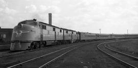 Chicago Northwestern diesel locomotive 5005 at St Paul, Minnesota on September 6, 1946.