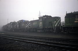 Burlington Northern Railroad Company diesel locomotive 4011 at Portland, Oregon in 1980.