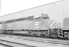 Burlington Northern diesel locomotive 6533 at Minneapolis, Minnesota in 1972.