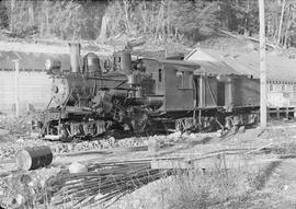 Eagle Gorge Logging Company Steam Locomotive at Eagle Gorge, Washington, circa 1950.