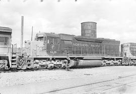 Burlington Northern diesel locomotive 6428 at Auburn, Washington in 1970.