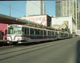 Calgary Transit light rail car 2065 at Calgary, Alberta in August 1990.