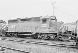 Burlington Northern diesel locomotive 2516 at Tacoma, Washington in 1971.