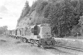 Burlington Northern diesel locomotive 1298 at Porter, Washington in 1971.