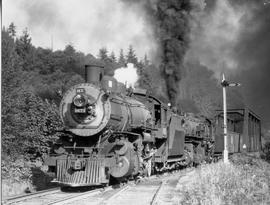 Northern Pacific  steam locomotive 1671 at Eagle Gorge, Washington, circa 1925.