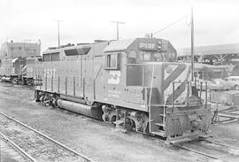 Burlington Northern diesel locomotive 2537 at Vancouver, Washington in 1976.