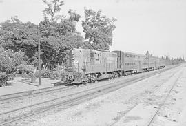 Southern Pacific Railroad diesel locomotive number 3004 at Menlo Park, California in 1973.