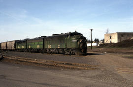 Burlington Northern Railroad Company diesel locomotive 842 at Vancouver, Washington in 1979.