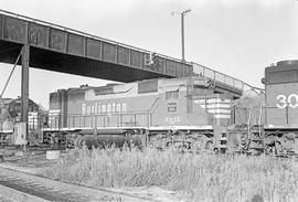 Burlington Northern diesel locomotive 3012 at Galesburg, Illinois in 1972.