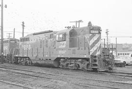 Burlington Northern diesel locomotive 1888 at Tacoma, Washington in 1974.