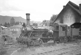 West Fork Logging Company Steam Locomotive Number 91 at Mineral, Washington, circa 1973.