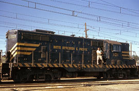 Butte, Anaconda and Pacific Railway diesel locomotive 101 at Rocker, Montana in 1964.